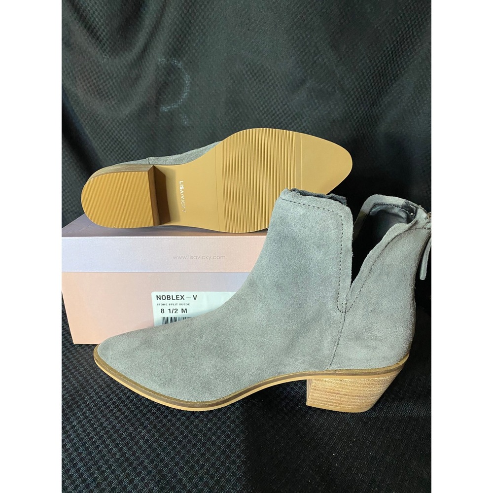 Lisa Vicky Noblex-V Stone Split Suede Ankle Boots Grey Pointed Toe Size 8.5 NEW - Picture 6 of 11